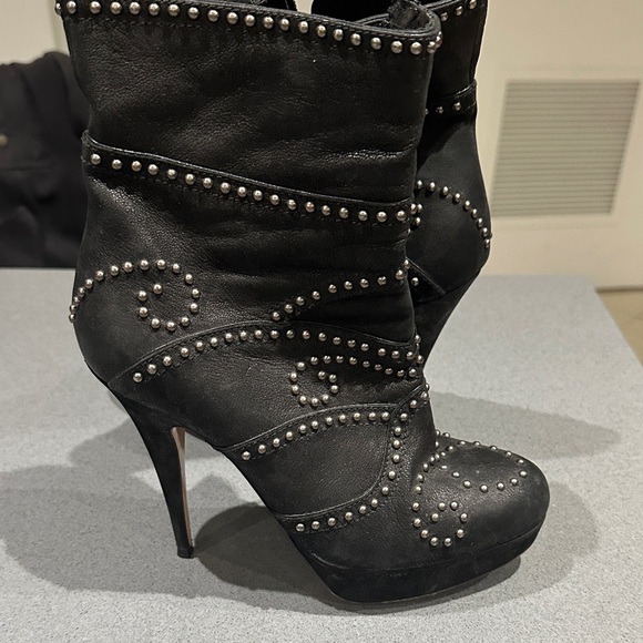 Miu Miu Black Studded Heeled Boots - Picture 3 of 7